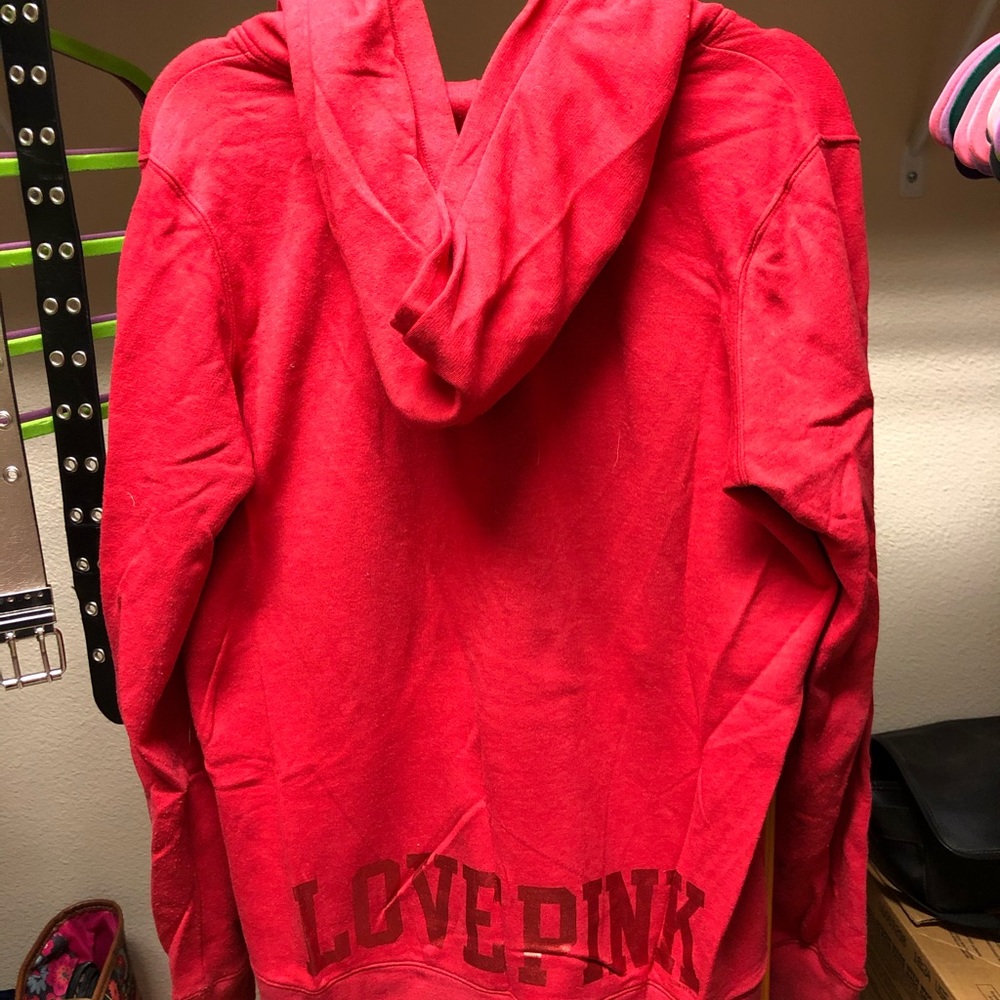 PINK zip up hoodie with sequin pockets